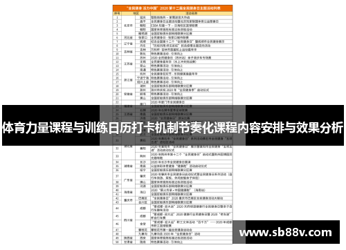 体育力量课程与训练日历打卡机制节奏化课程内容安排与效果分析